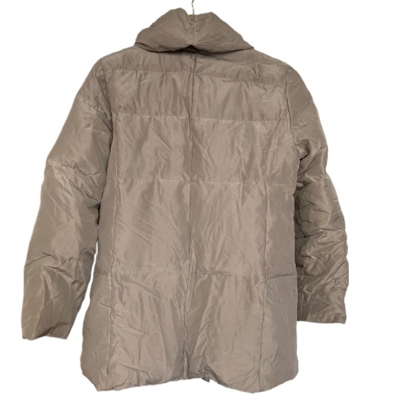 Club Monaco Silk Ramona Puffer Coat Down Puff Jacket size Small Grey/ Bei… - Picture 2 of 12
